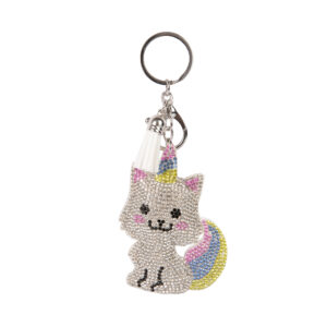 Štrasová klíčenka - Duhová kočka Albi