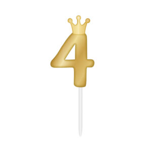 Svíčka dortová zlatá s korunkou číslo 4 Albi