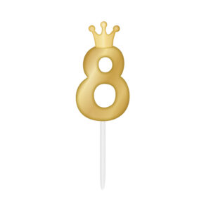 Svíčka dortová zlatá s korunkou číslo 8 Albi