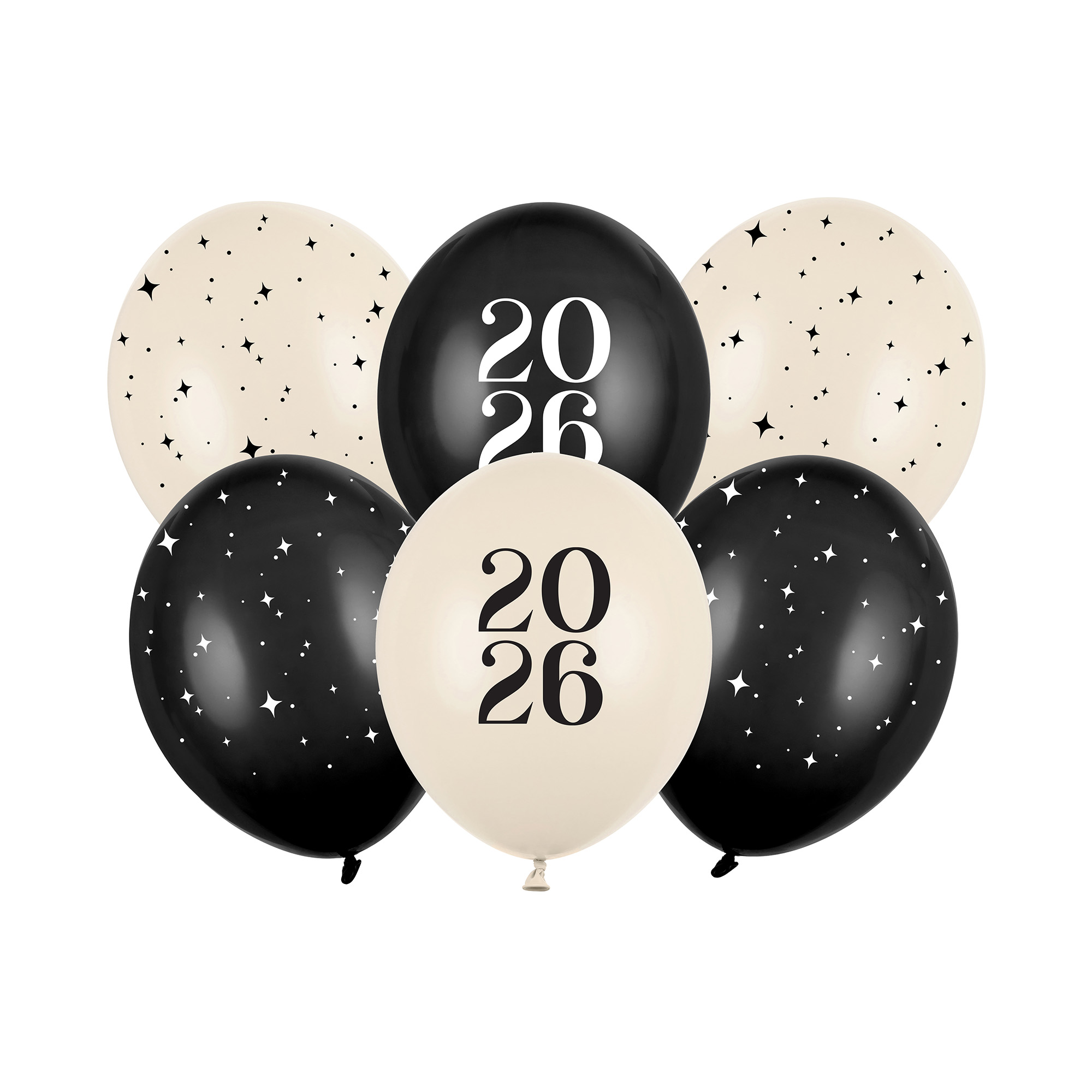 Balónky latexové Happy New Year 2026 krémovo-černé 6 ks Albi