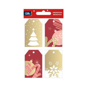 Dárková visačka 12 ks - Červeno-zlaté Vánoce Albi