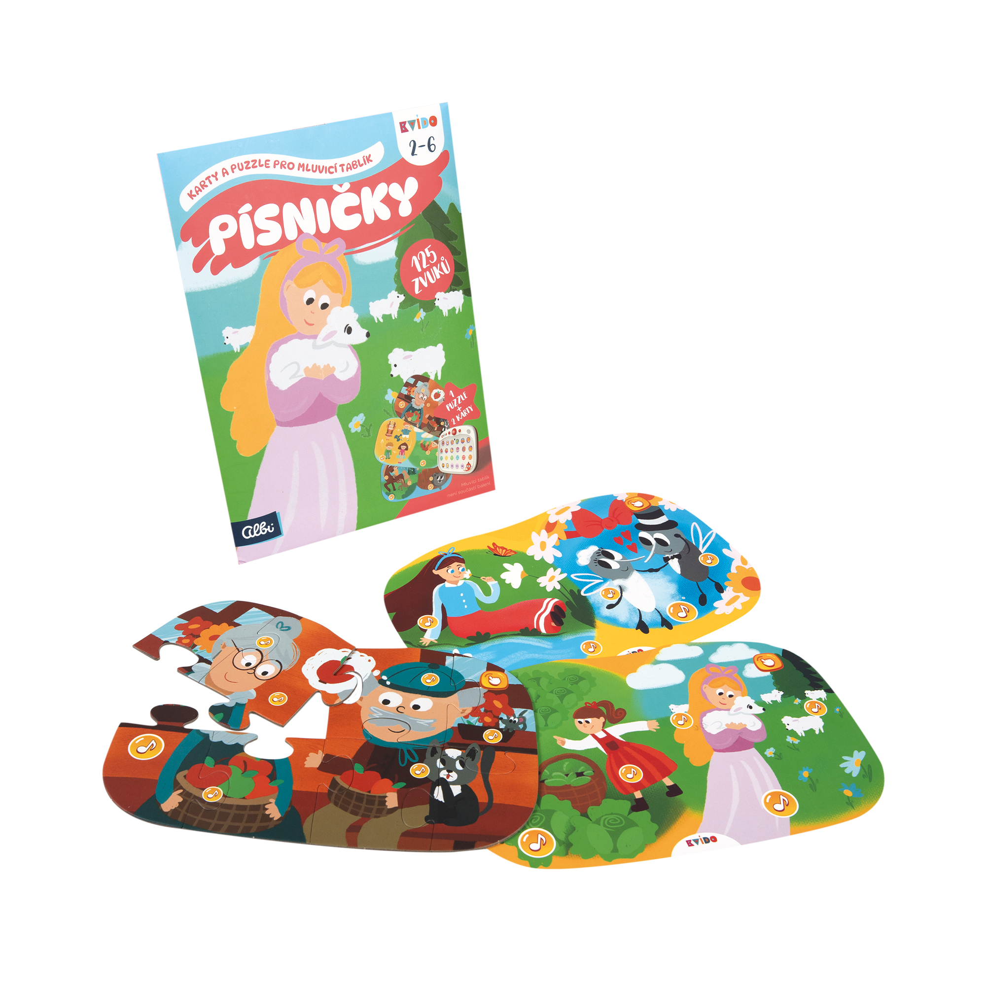 Karty a puzzle pro Mluvicí tablík - Písničky: Kvído Albi - Obrázek 2