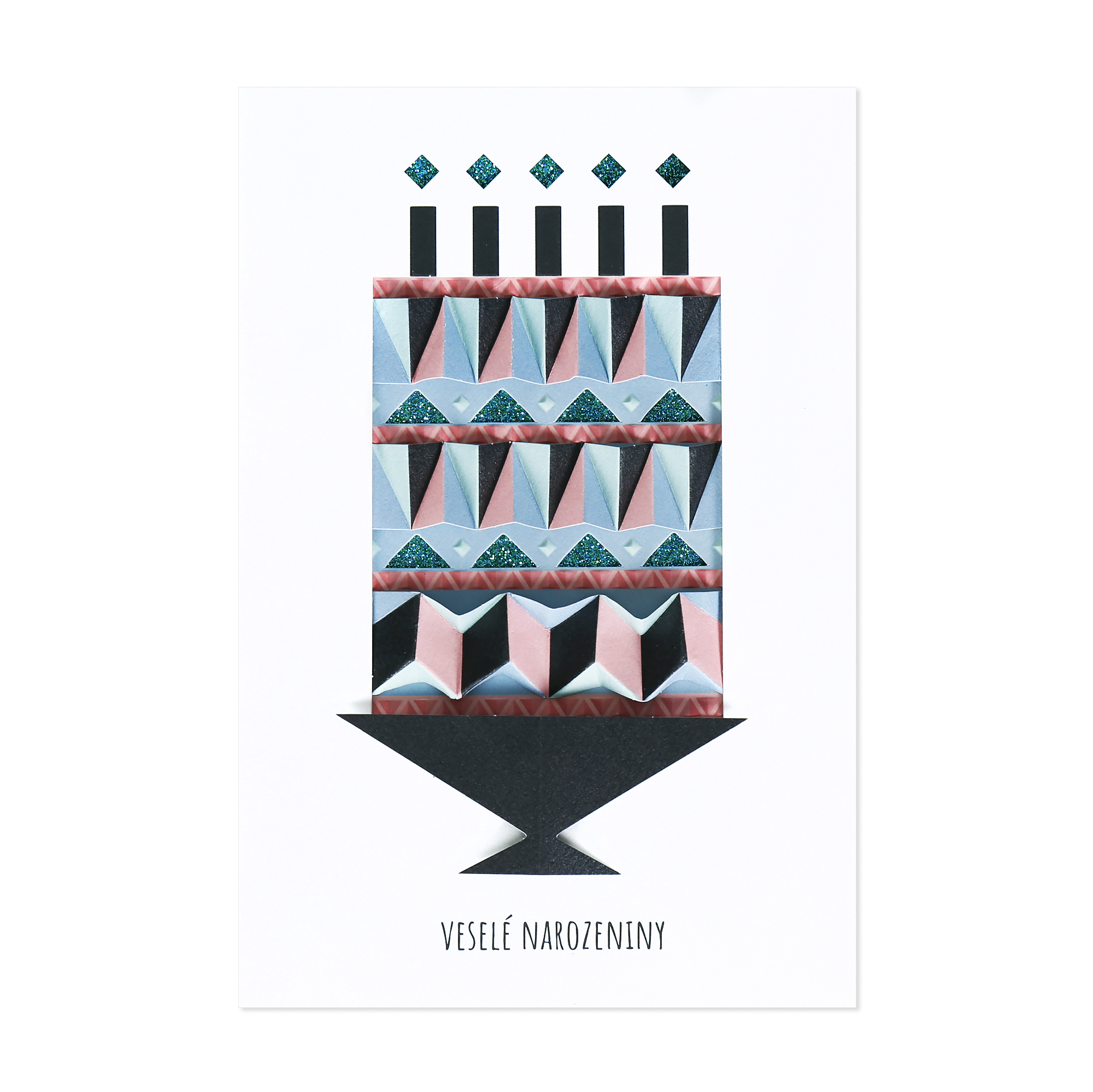 Luxusní narozeninové přání - Origami dort Albi