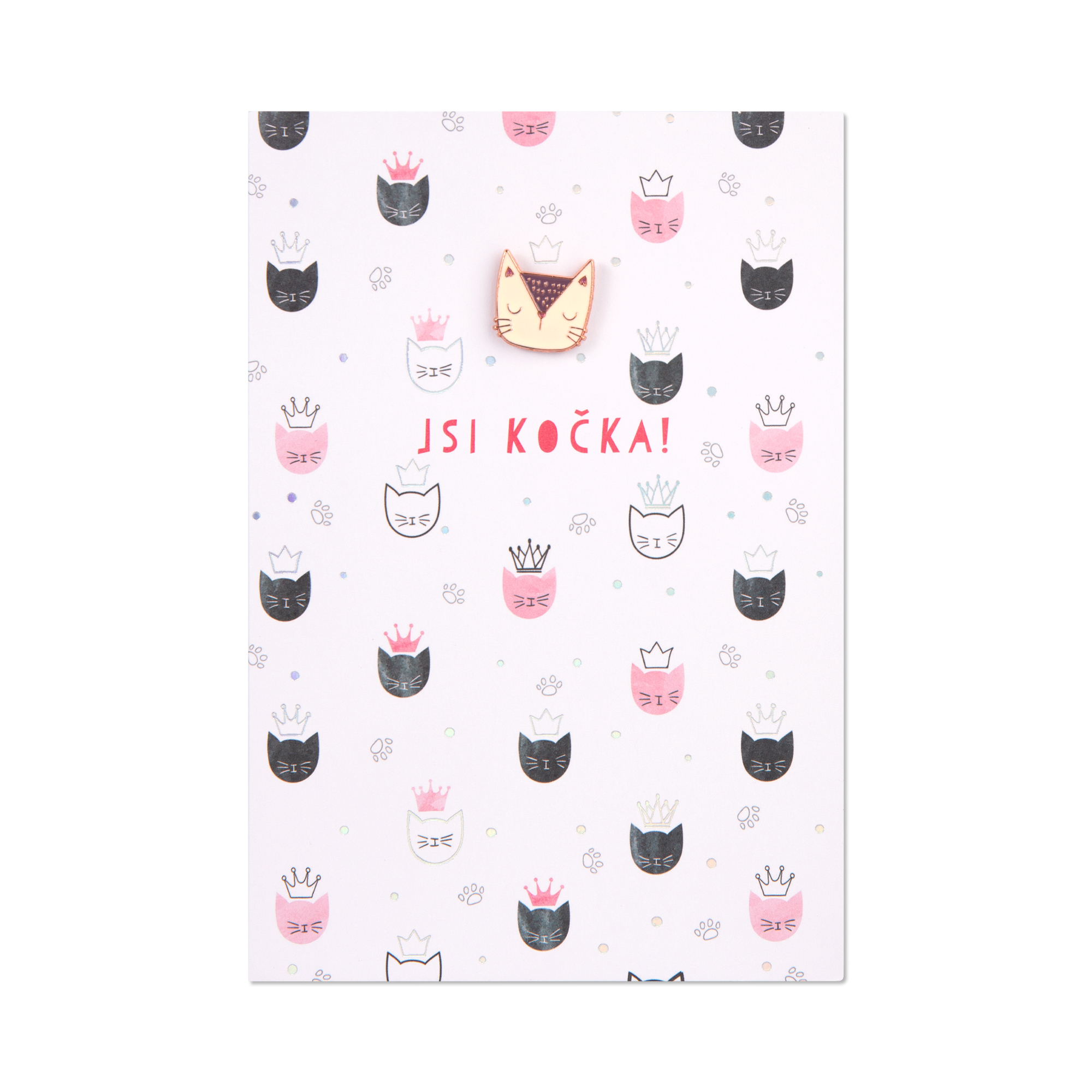 Přání s broží - Jsi kočka Albi