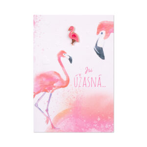 Přání s broží - Plameňák Albi