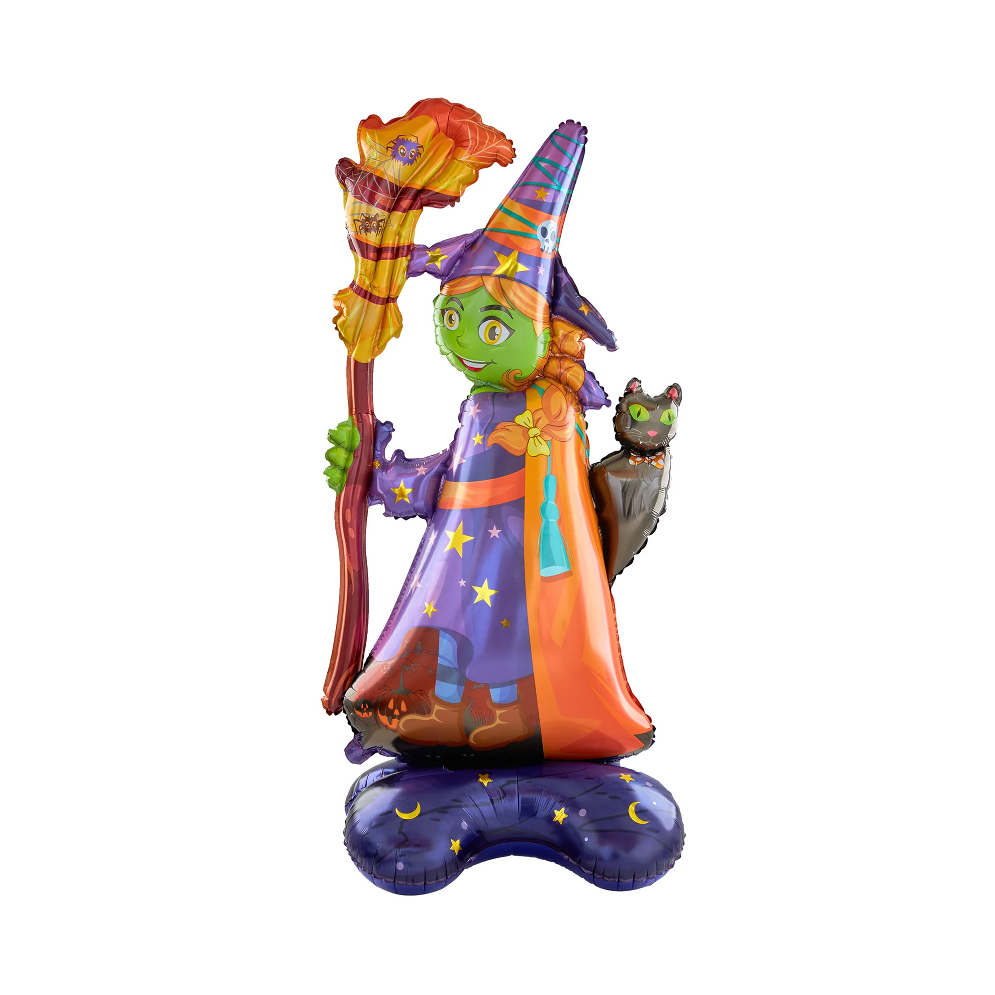 Balónek fóliový stojící Čarodějnice s kočkou 72 × 155 cm Albi