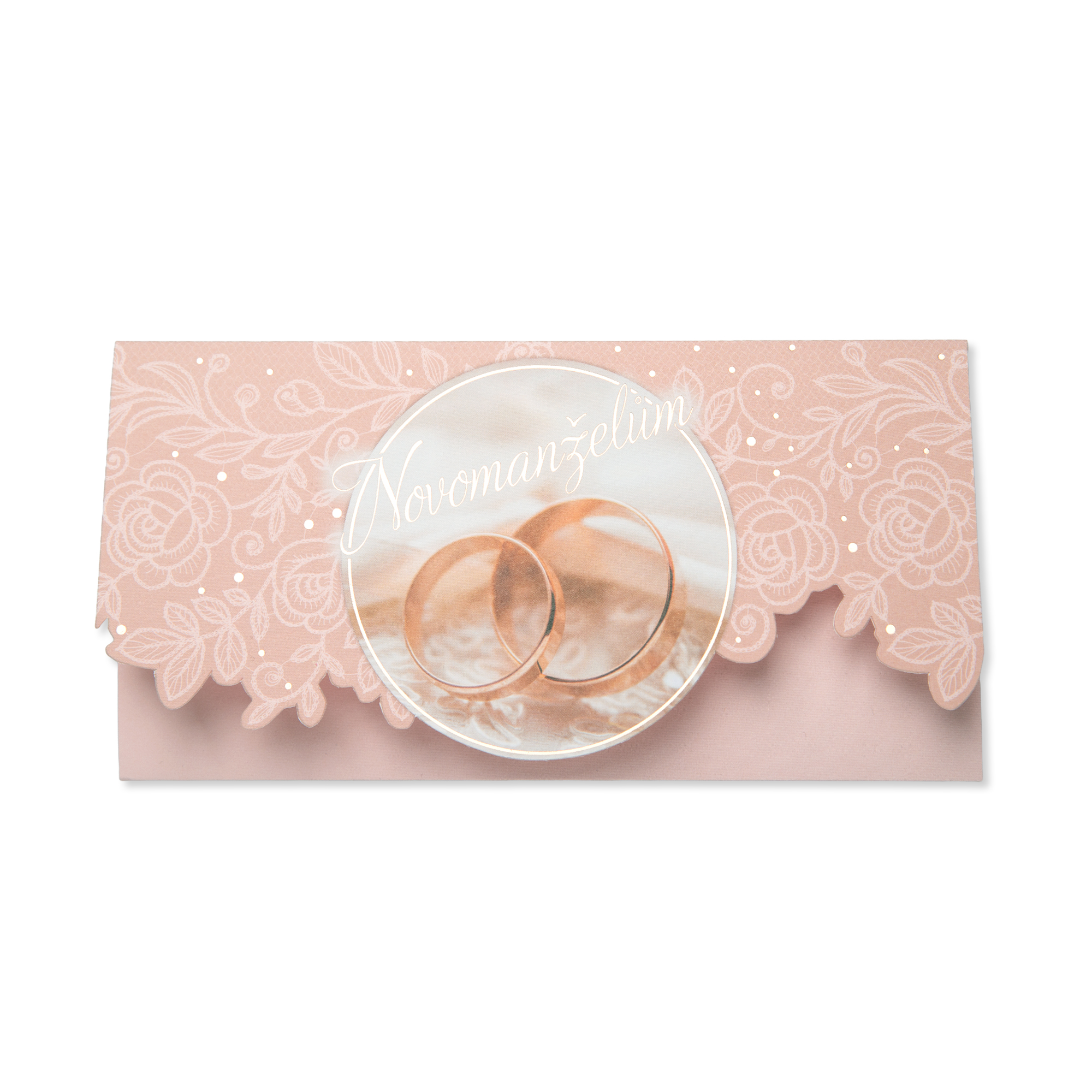 Svatební obálka na peníze - Růžové prstýnky Albi
