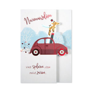 Svatební přání - Žirafy v autě Albi