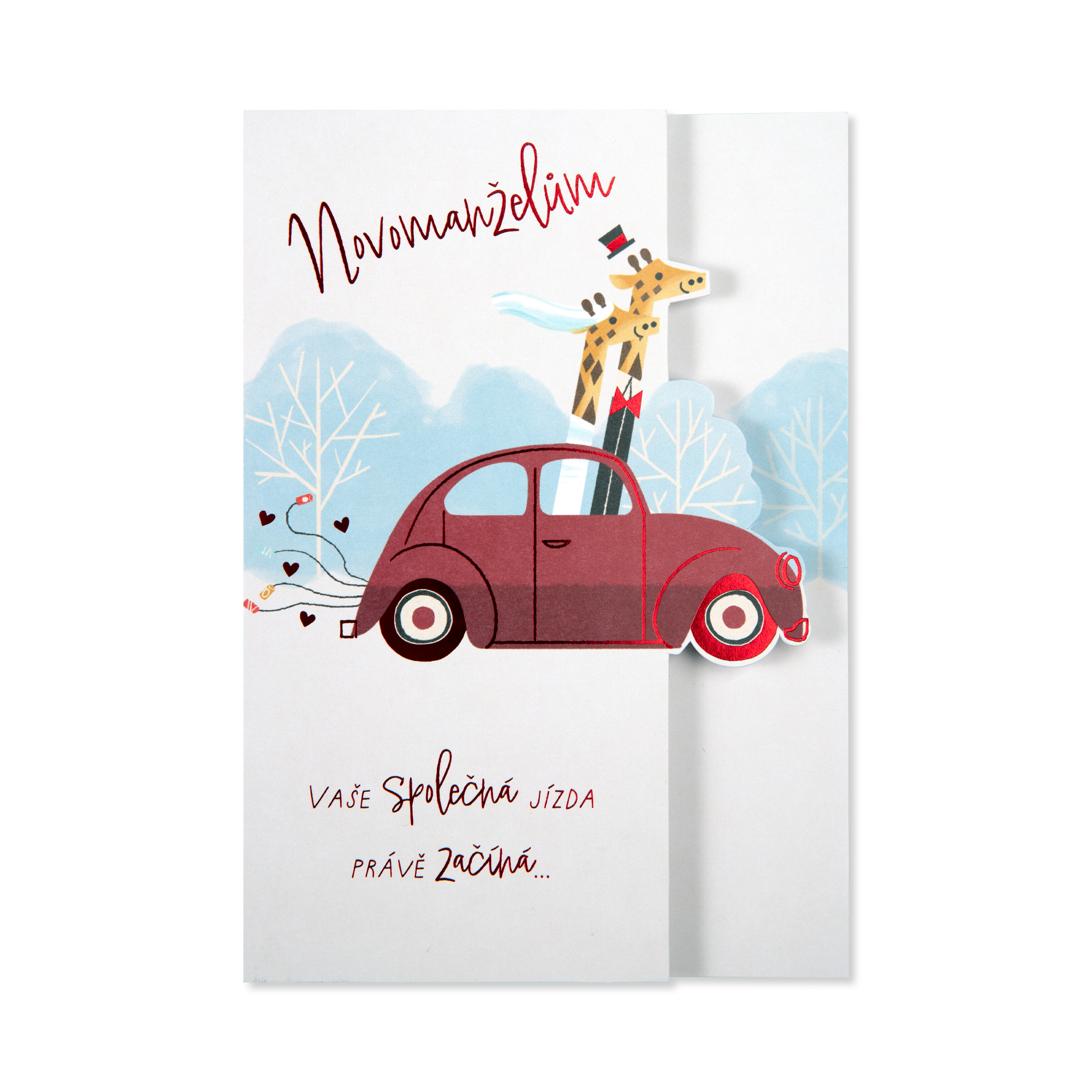 Svatební přání - Žirafy v autě Albi