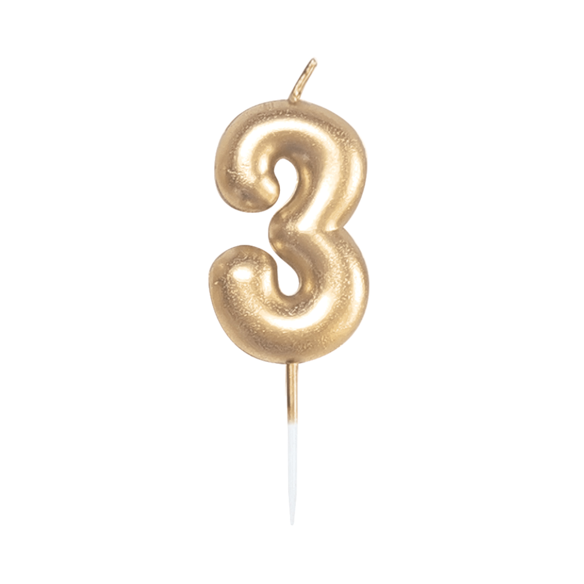 Svíčka dortová zlatá 5 cm číslo 3 Albi