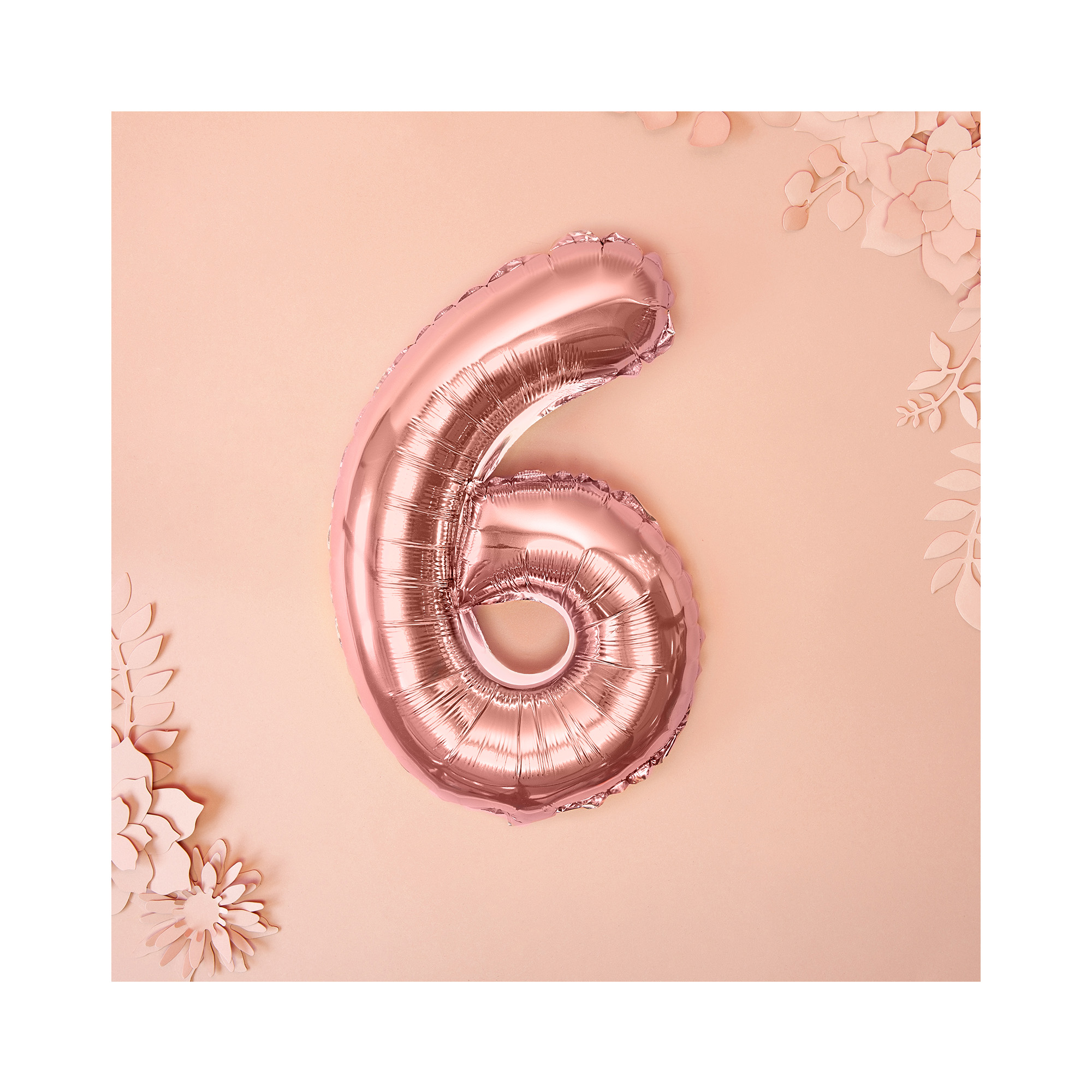 Balónek fóliový 35 cm rose gold číslo 6 - Obrázek 2
