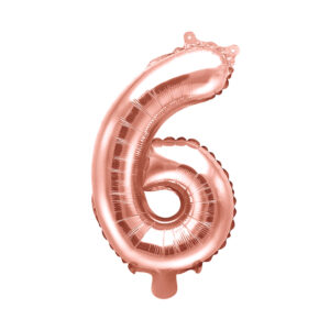 Balónek fóliový 35 cm rose gold číslo 6