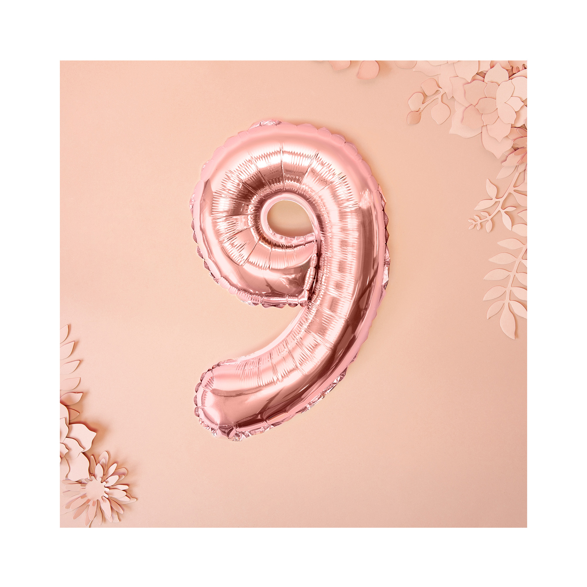 Balónek fóliový 35 cm rose gold číslo 9 - Obrázek 2