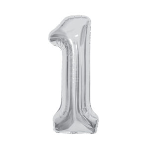 Balónek fóliový 85 cm stříbrný číslo 1