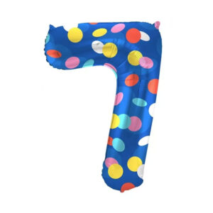Balónek fóliový 86 cm barevné puntíky číslo 7