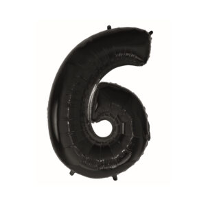 Balónek fóliový 92 cm černý číslo 6