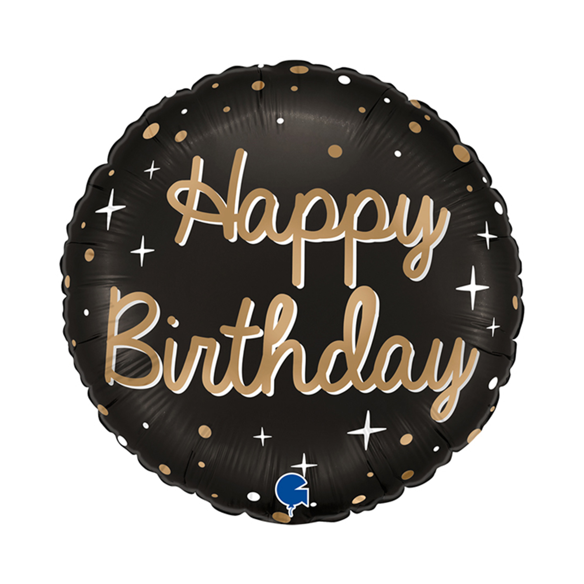 Balónek fóliový Happy Birthday černo-zlatý Albi