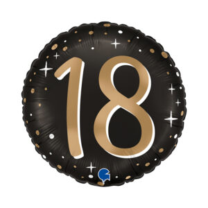 Balónek fóliový Jubileum 18 let černo-zlatý