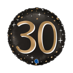 Balónek fóliový Jubileum 30 let černo-zlatý