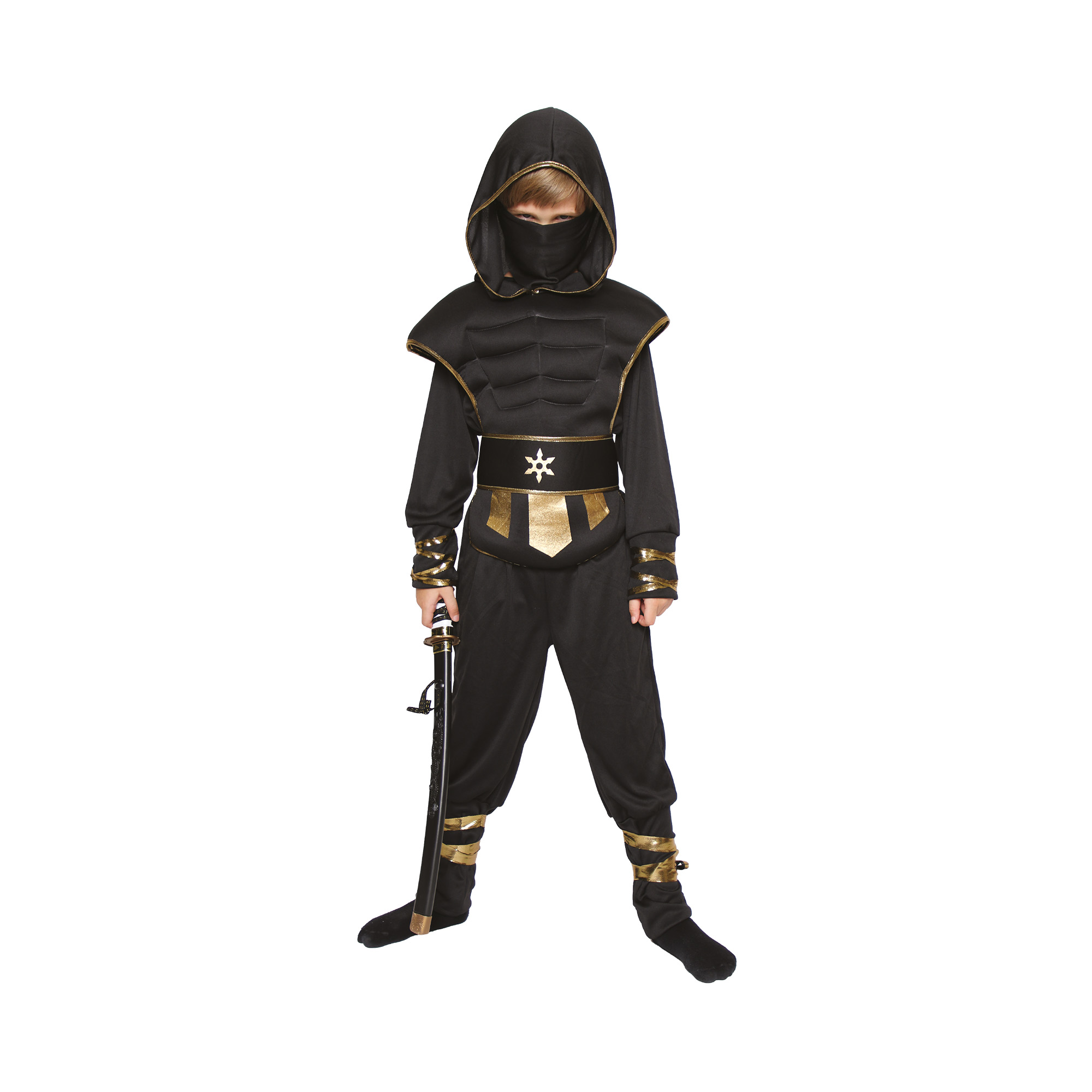 Kostým dětský Ninja černo-zlatý vel. 7-9 let Albi