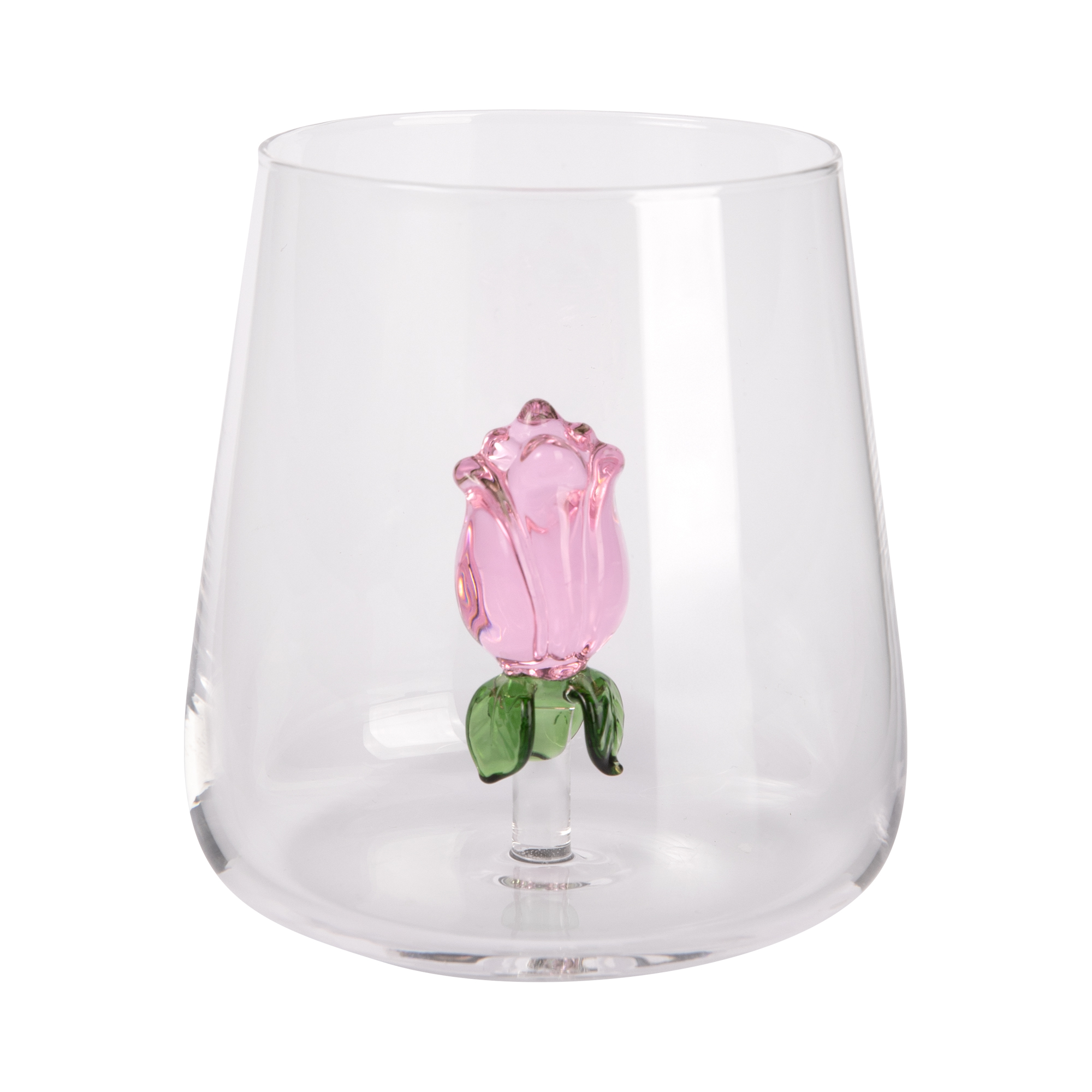 Sklenice s 3D figurkou - Růže Albi