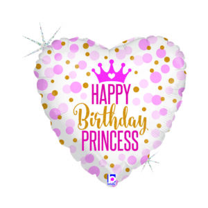 Balónek fóliový Happy Birthday Princess Srdce Albi
