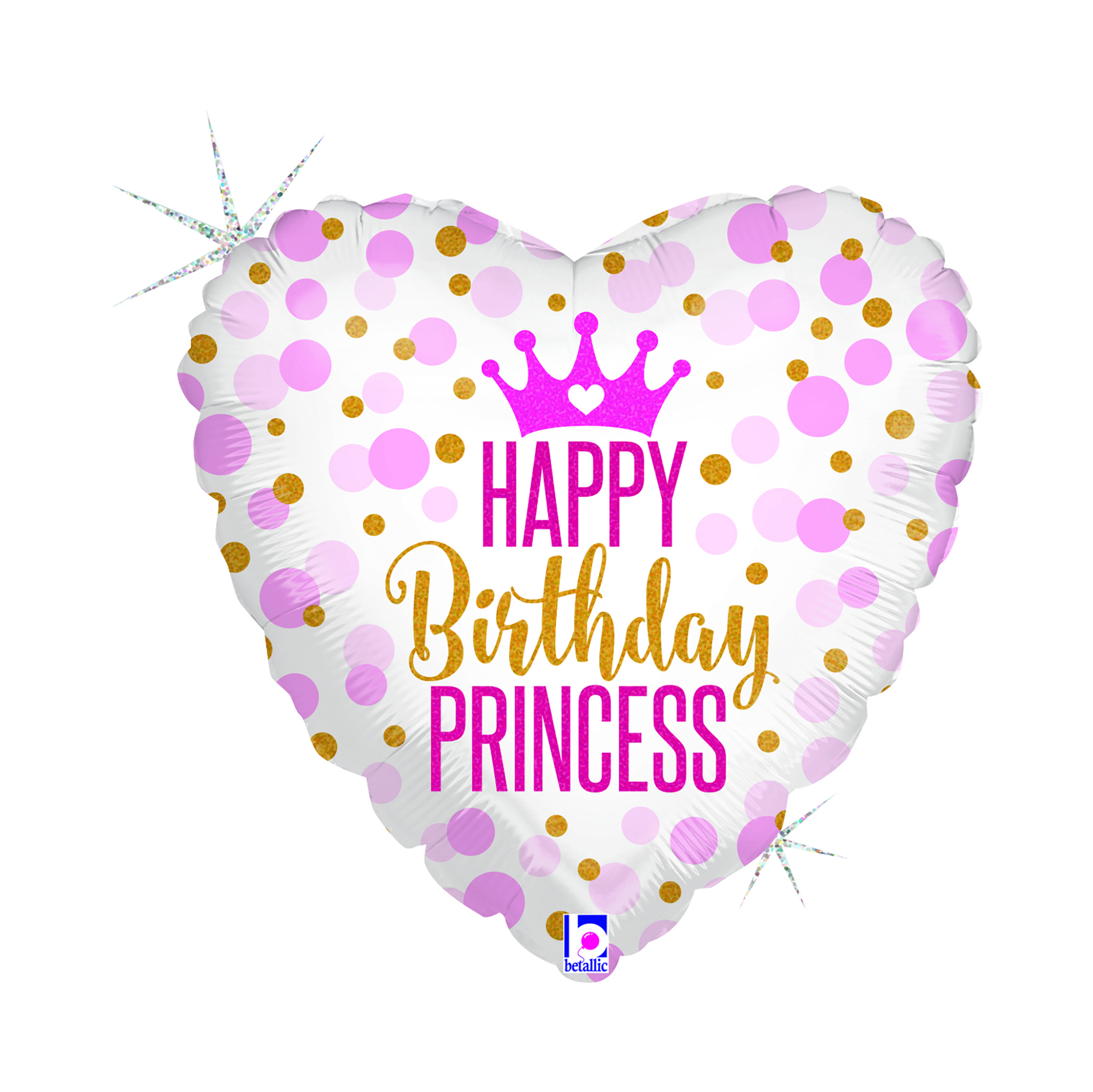 Balónek fóliový Happy Birthday Princess Srdce Albi