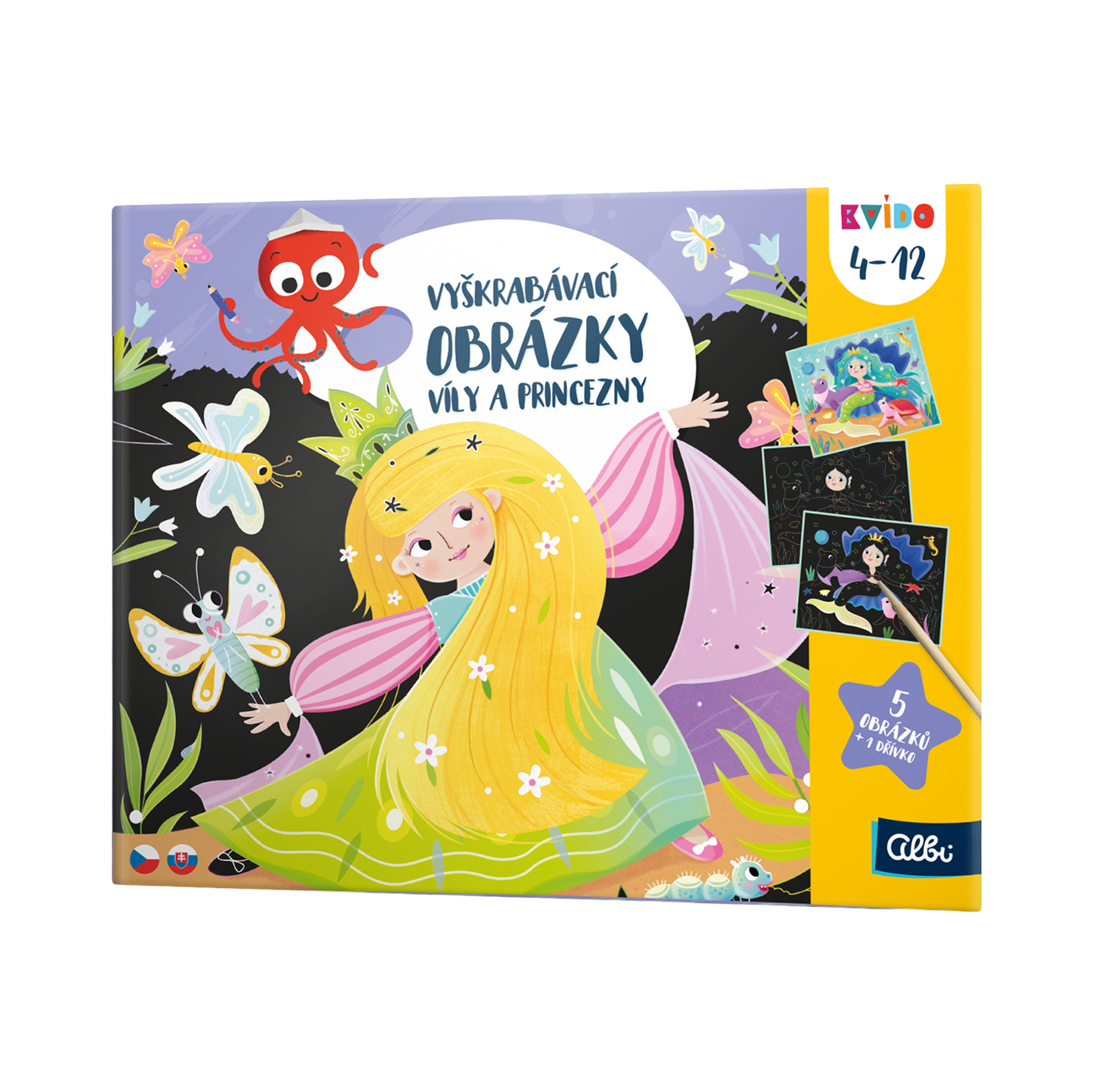 Vyškrabávací obrázky: Víly a princezny - Kvído Albi