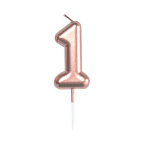 Svíčka dortová rose gold 5 cm číslo 1 Albi