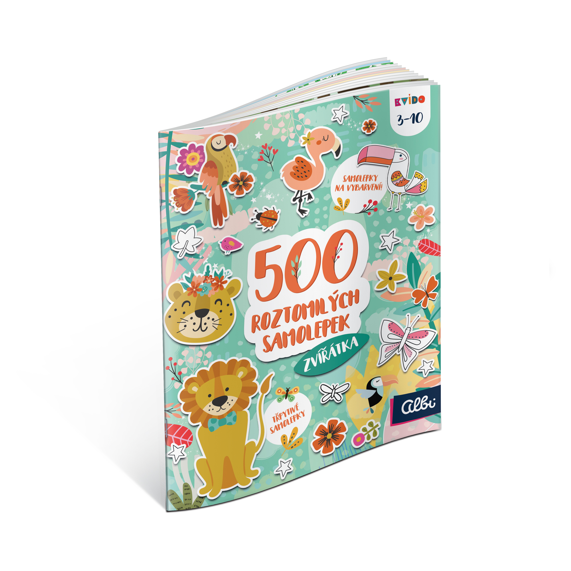 500 roztomilých samolepek: Zvířátka - Kvído Albi